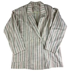 Maeve Anthropologie Striped Button-Front Blazer - S